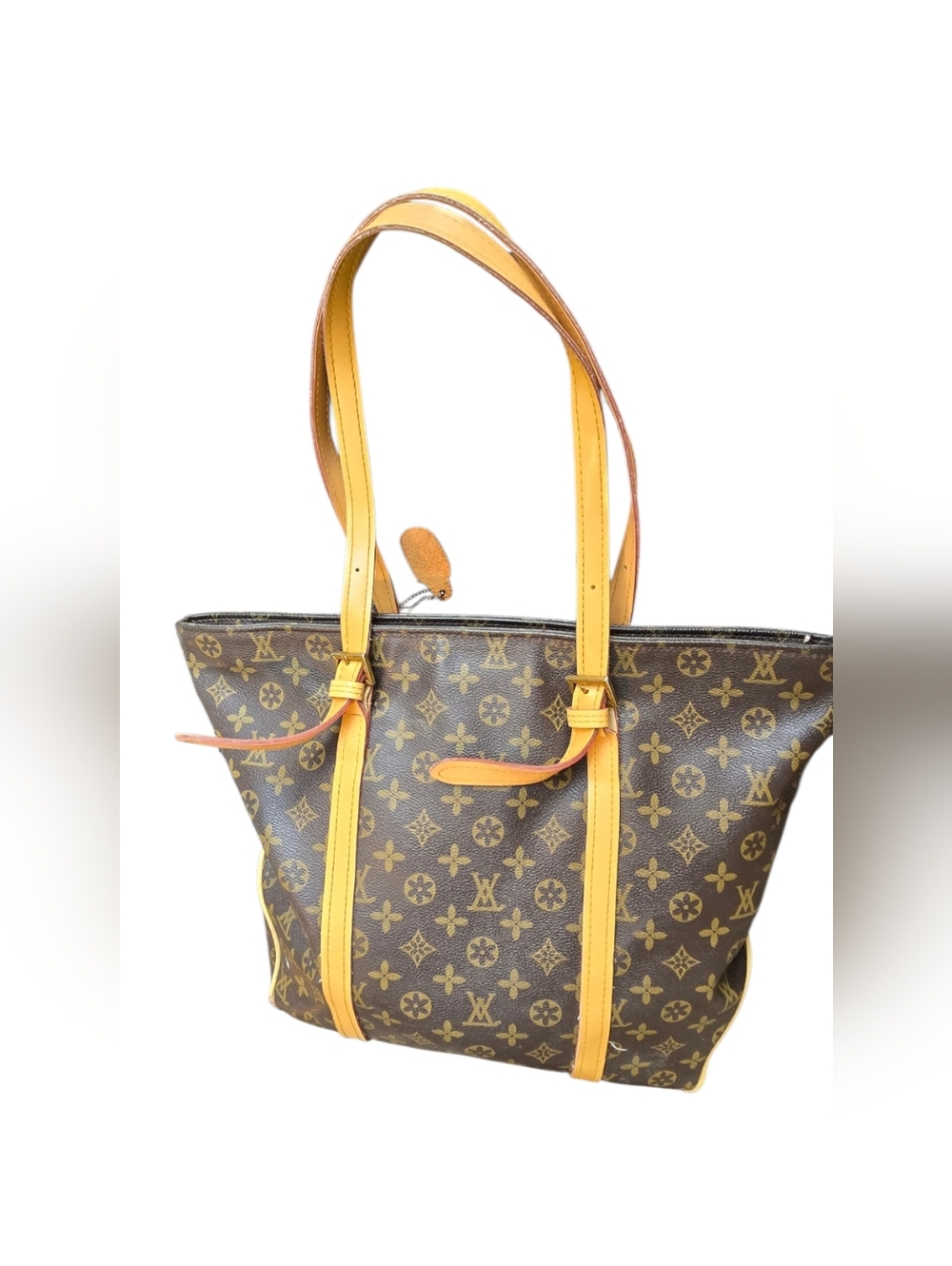 Monogram Canvas Leather-Trim Tote - Brown/Tan - Picture 5 of 11
